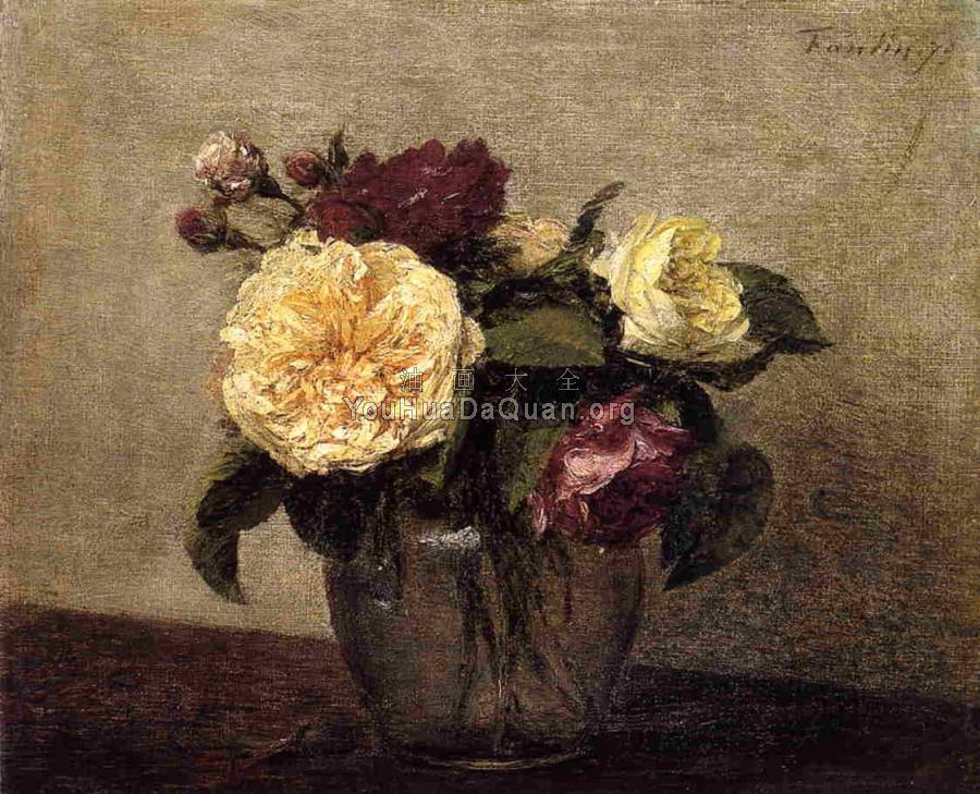 Yellow and Red Roses - 亨利·方丹·拉图尔